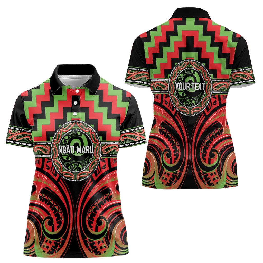 Aotearoa Ngati Maru Personalised Women Polo Shirt Maori Iwi Poutama Puhoro Tattoo LT14 - Polynesian Pride