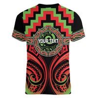 Aotearoa Ngati Maru Personalised Women V-Neck T-Shirt Maori Iwi Poutama Puhoro Tattoo LT14 - Polynesian Pride