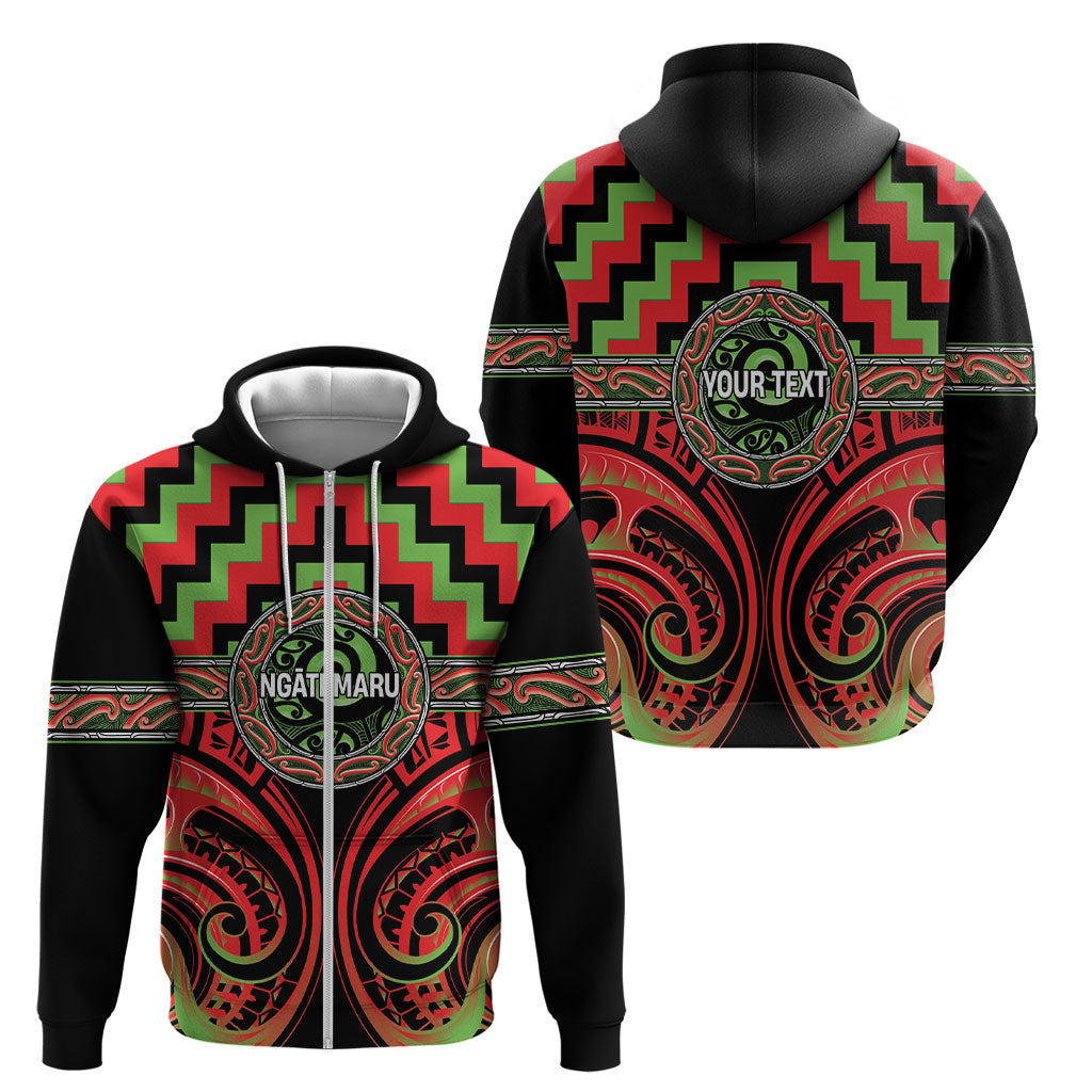 Aotearoa Ngati Maru Personalised Zip Hoodie Maori Iwi Poutama Puhoro Tattoo LT14 - Polynesian Pride