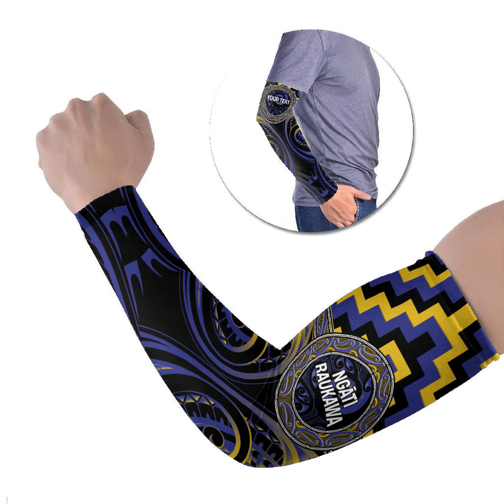Aotearoa Ngati Raukawa Personalised Arm Sleeves Maori Iwi Poutama Puhoro Tattoo LT14 Set of 2 Blue - Polynesian Pride