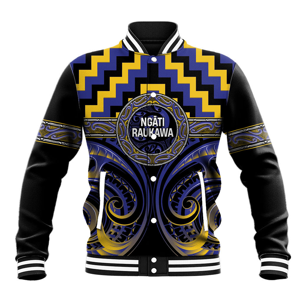 Aotearoa Ngati Raukawa Personalised Baseball Jacket Maori Iwi Poutama Puhoro Tattoo LT14 Unisex Blue - Polynesian Pride