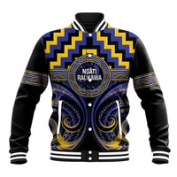 Aotearoa Ngati Raukawa Personalised Baseball Jacket Maori Iwi Poutama Puhoro Tattoo LT14 Unisex Blue - Polynesian Pride