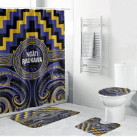Aotearoa Ngati Raukawa Bathroom Set Maori Iwi Poutama Puhoro Tattoo LT14 Bathroom Set (4 pcs) Blue - Polynesian Pride
