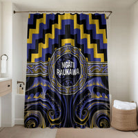 Aotearoa Ngati Raukawa Bathroom Set Maori Iwi Poutama Puhoro Tattoo LT14 Shower Curtain Only Blue - Polynesian Pride