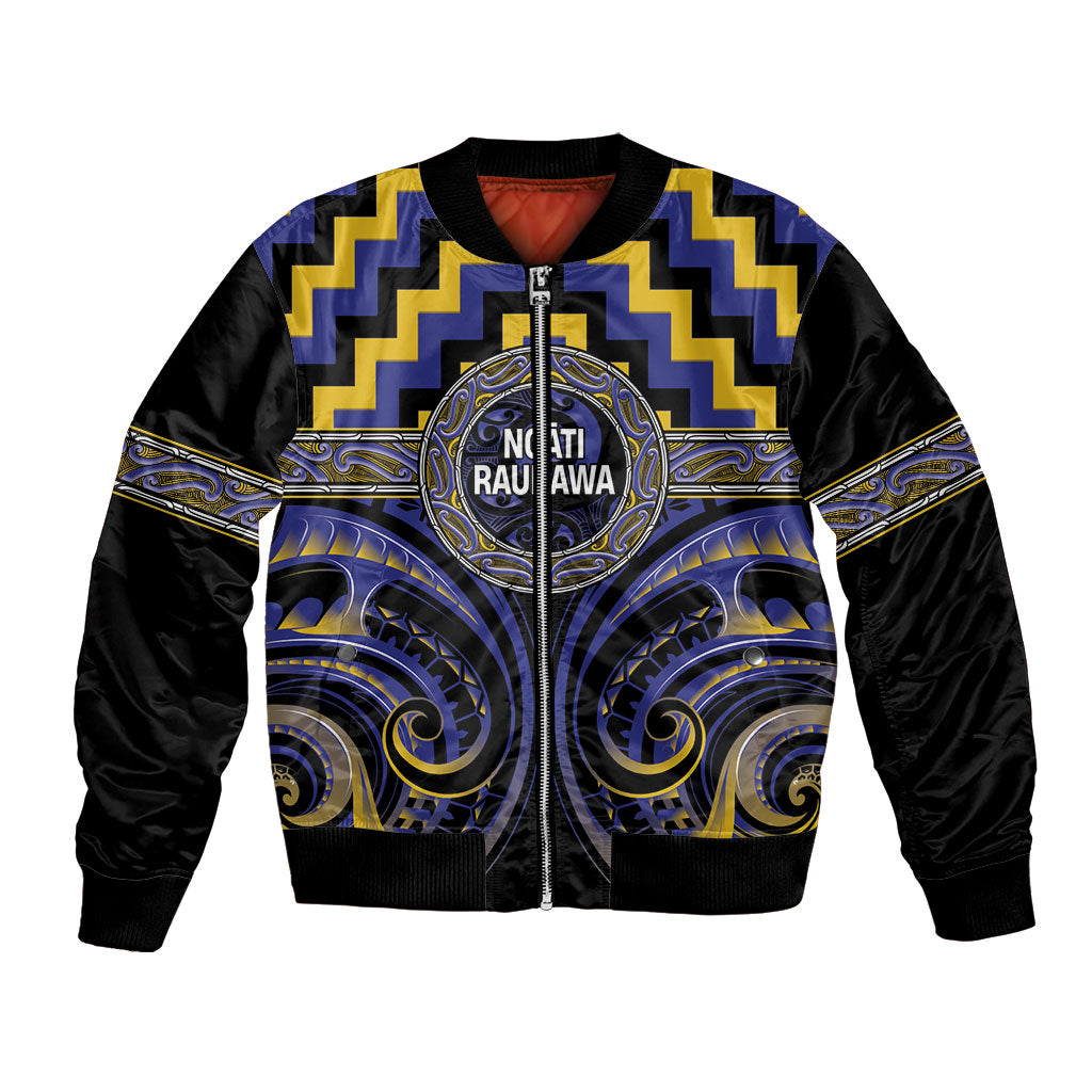 Aotearoa Ngati Raukawa Personalised Bomber Jacket Maori Iwi Poutama Puhoro Tattoo LT14 Unisex Blue - Polynesian Pride