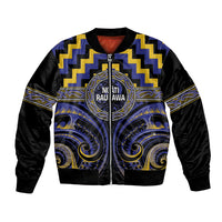 Aotearoa Ngati Raukawa Personalised Bomber Jacket Maori Iwi Poutama Puhoro Tattoo LT14 Unisex Blue - Polynesian Pride
