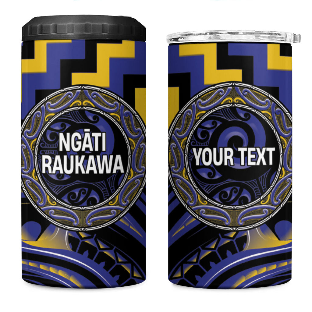 Aotearoa Ngati Raukawa Personalised 4 in 1 Can Cooler Tumbler Maori Iwi Poutama Puhoro Tattoo LT14 One Size: 16 oz Blue - Polynesian Pride