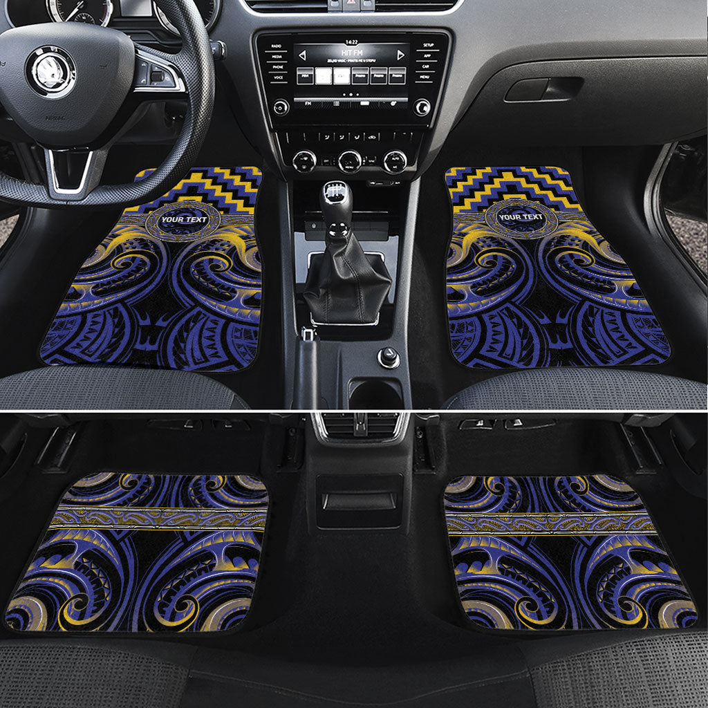 Aotearoa Ngati Raukawa Personalised Car Mats Maori Iwi Poutama Puhoro Tattoo LT14 Set 4pcs Blue - Polynesian Pride