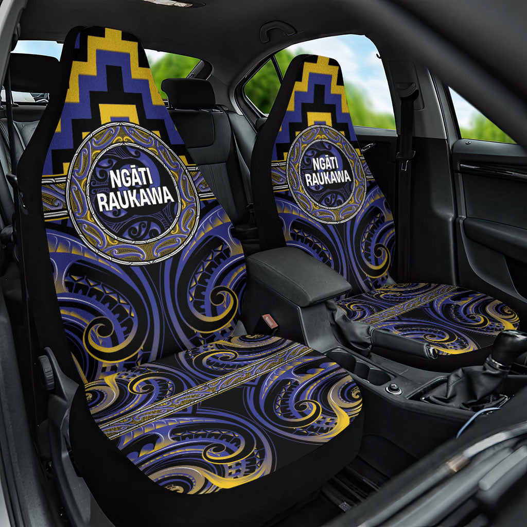 Aotearoa Ngati Raukawa Car Seat Cover Maori Iwi Poutama Puhoro Tattoo LT14 One Size Blue - Polynesian Pride