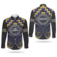 Aotearoa Ngati Raukawa Personalised Couples Matching Off Shoulder Maxi Dress and Long Sleeve Button Shirt Maori Iwi Poutama Puhoro Tattoo LT14 - Polynesian Pride