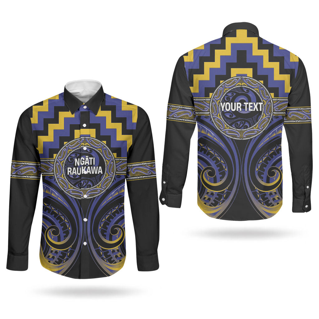 Aotearoa Ngati Raukawa Personalised Couples Matching Puletasi and Long Sleeve Button Shirt Maori Iwi Poutama Puhoro Tattoo LT14 - Polynesian Pride