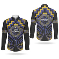 Aotearoa Ngati Raukawa Personalised Couples Matching Puletasi and Long Sleeve Button Shirt Maori Iwi Poutama Puhoro Tattoo LT14 - Polynesian Pride