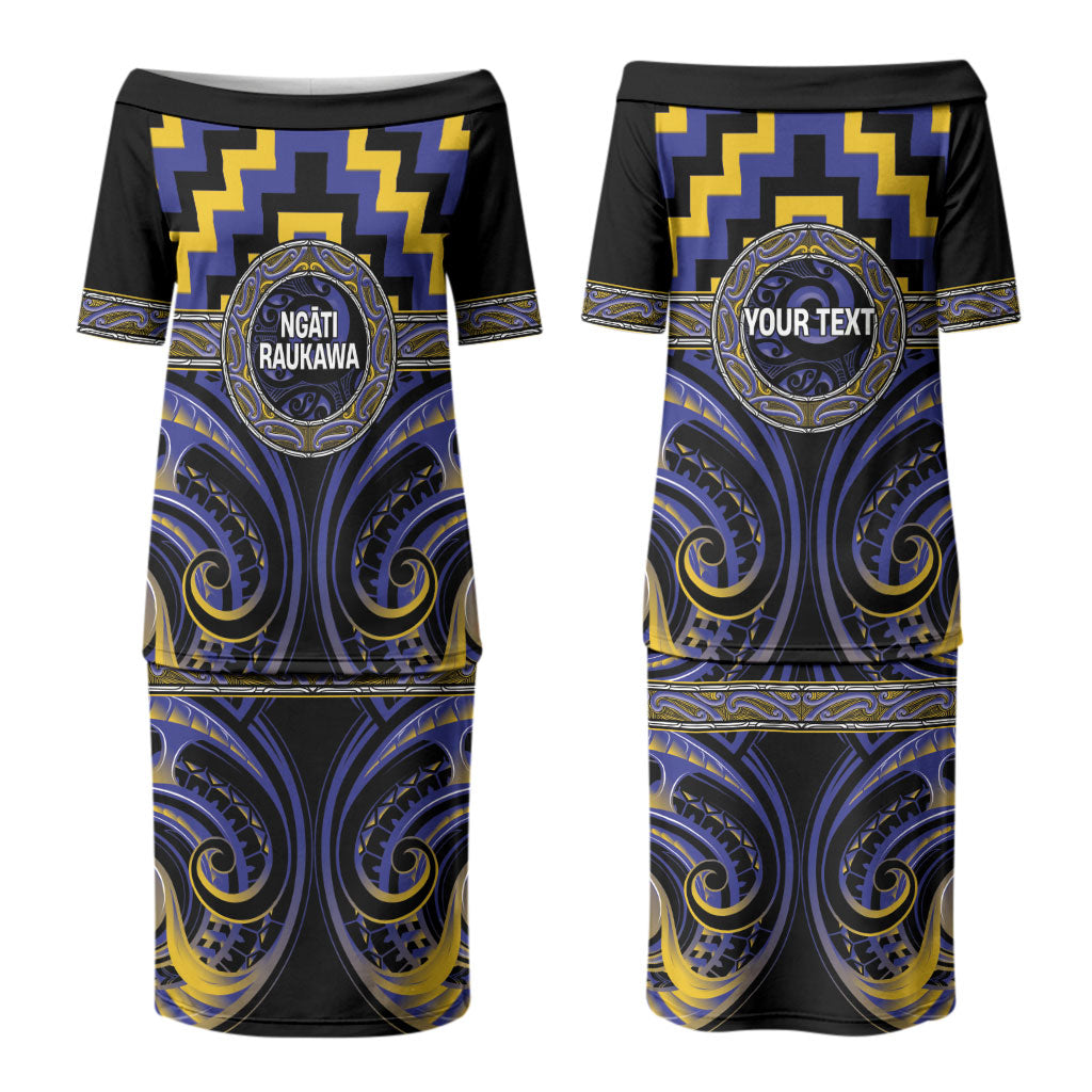 Aotearoa Ngati Raukawa Personalised Couples Matching Puletasi and Long Sleeve Button Shirt Maori Iwi Poutama Puhoro Tattoo LT14 - Polynesian Pride