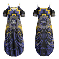 Aotearoa Ngati Raukawa Personalised Couples Matching Summer Maxi Dress and Long Sleeve Button Shirt Maori Iwi Poutama Puhoro Tattoo LT14 - Polynesian Pride