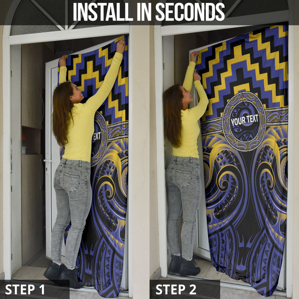 Aotearoa Ngati Raukawa Personalised Door Cover Maori Iwi Poutama Puhoro Tattoo LT14 - Polynesian Pride