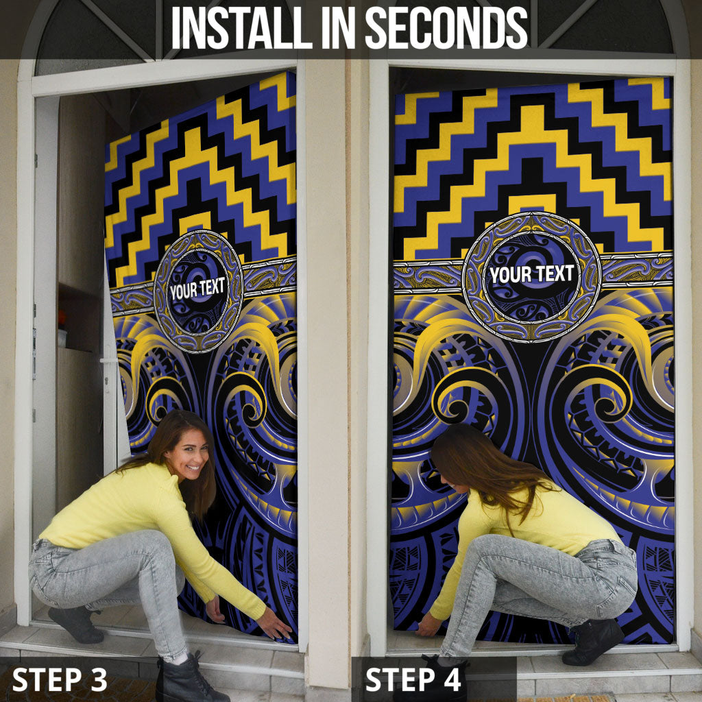 Aotearoa Ngati Raukawa Personalised Door Cover Maori Iwi Poutama Puhoro Tattoo LT14 - Polynesian Pride