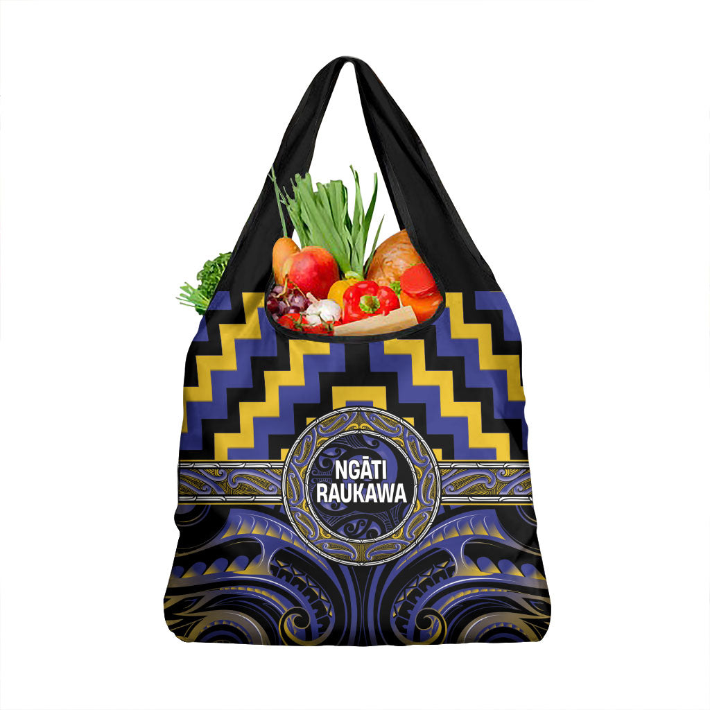 Aotearoa Ngati Raukawa Grocery Bag Maori Iwi Poutama Puhoro Tattoo LT14 1-pack One Size Blue - Polynesian Pride