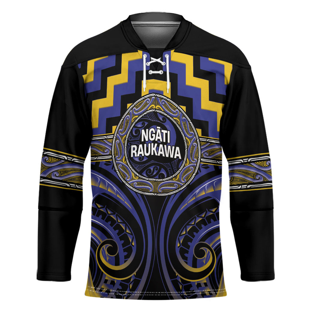 Aotearoa Ngati Raukawa Personalised Hockey Jersey Maori Iwi Poutama Puhoro Tattoo LT14 Unisex Blue - Polynesian Pride