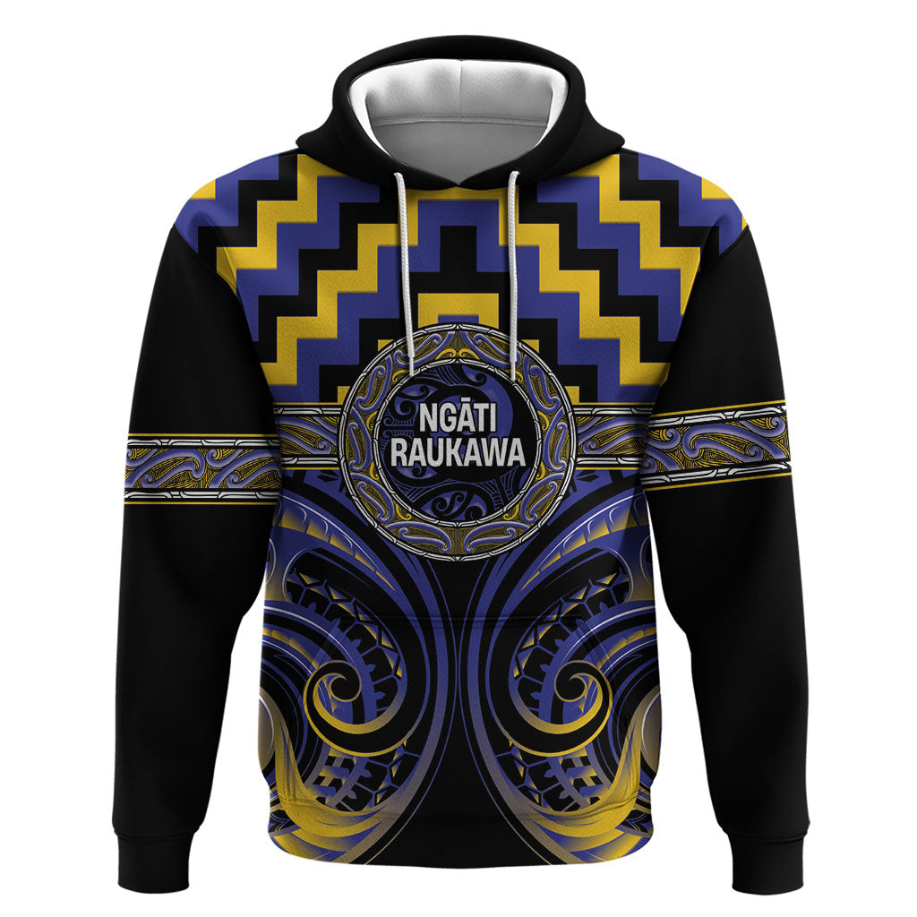 Aotearoa Ngati Raukawa Personalised Hoodie Maori Iwi Poutama Puhoro Tattoo LT14 Pullover Hoodie Blue - Polynesian Pride