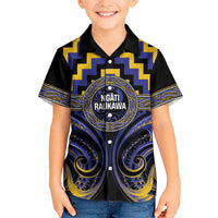 Aotearoa Ngati Raukawa Personalised Kid Hawaiian Shirt Maori Iwi Poutama Puhoro Tattoo LT14 Kid Blue - Polynesian Pride