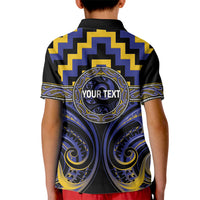 Aotearoa Ngati Raukawa Personalised Kid Polo Shirt Maori Iwi Poutama Puhoro Tattoo LT14 - Polynesian Pride