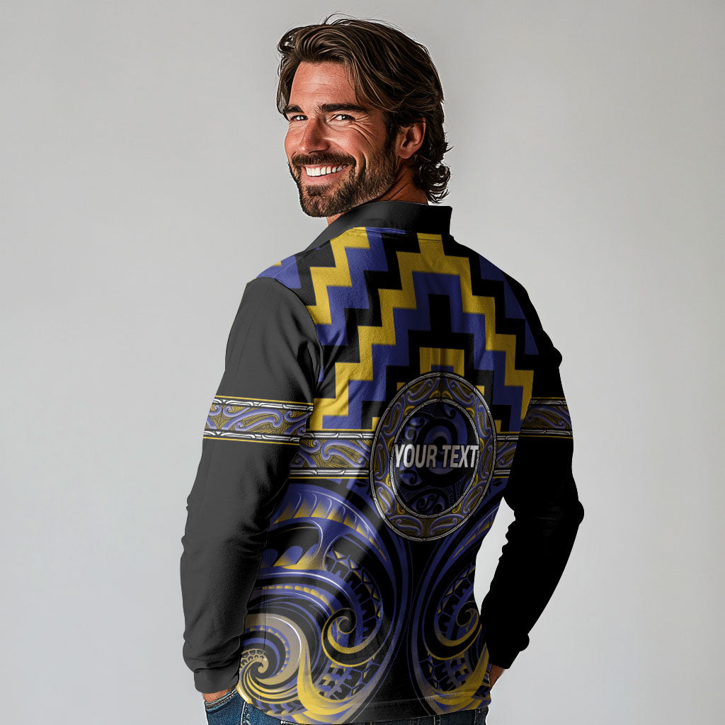 Aotearoa Ngati Raukawa Personalised Long Sleeve Polo Shirt Maori Iwi Poutama Puhoro Tattoo LT14 - Polynesian Pride