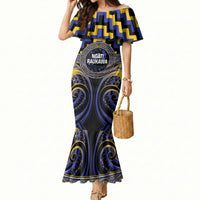 Aotearoa Ngati Raukawa Personalised Mermaid Dress Maori Iwi Poutama Puhoro Tattoo LT14 Women Blue - Polynesian Pride