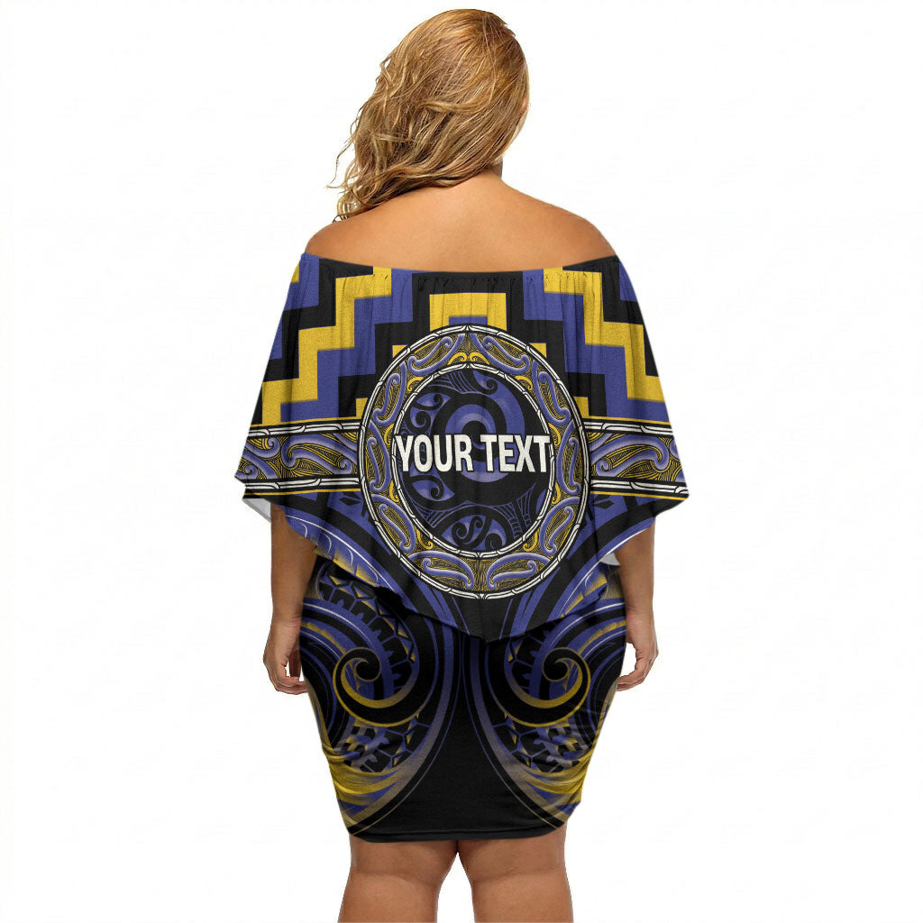 Aotearoa Ngati Raukawa Personalised Off Shoulder Short Dress Maori Iwi Poutama Puhoro Tattoo LT14 - Polynesian Pride