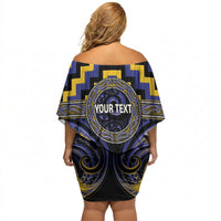 Aotearoa Ngati Raukawa Personalised Off Shoulder Short Dress Maori Iwi Poutama Puhoro Tattoo LT14 - Polynesian Pride