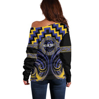 Aotearoa Ngati Raukawa Personalised Off Shoulder Sweater Maori Iwi Poutama Puhoro Tattoo LT14 - Polynesian Pride