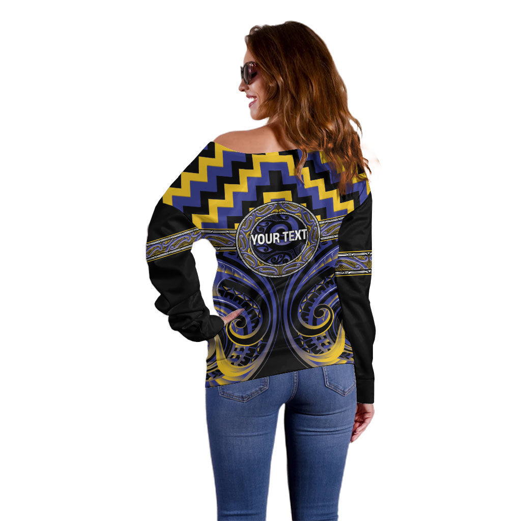 Aotearoa Ngati Raukawa Personalised Off Shoulder Sweater Maori Iwi Poutama Puhoro Tattoo LT14 - Polynesian Pride