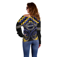 Aotearoa Ngati Raukawa Personalised Off Shoulder Sweater Maori Iwi Poutama Puhoro Tattoo LT14 - Polynesian Pride