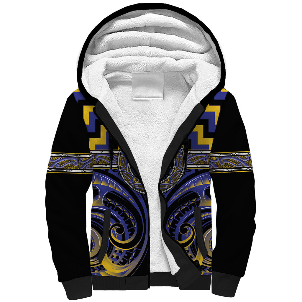 Aotearoa Ngati Raukawa Personalised Sherpa Hoodie Maori Iwi Poutama Puhoro Tattoo LT14 Unisex Blue - Polynesian Pride