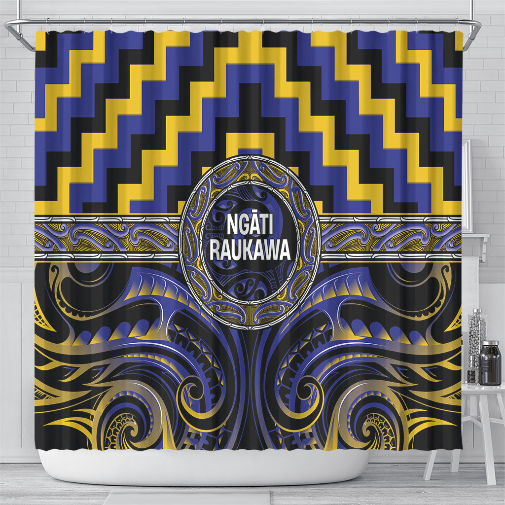 Aotearoa Ngati Raukawa Shower Curtain Maori Iwi Poutama Puhoro Tattoo LT14 - Polynesian Pride