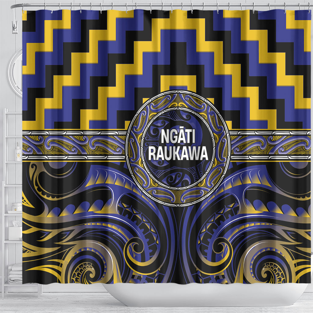 Aotearoa Ngati Raukawa Shower Curtain Maori Iwi Poutama Puhoro Tattoo LT14 - Polynesian Pride