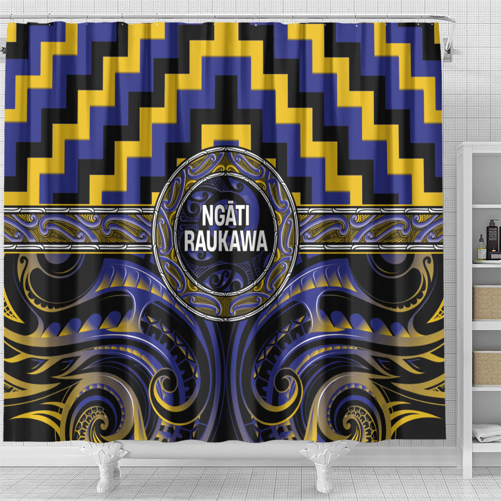 Aotearoa Ngati Raukawa Shower Curtain Maori Iwi Poutama Puhoro Tattoo LT14 - Polynesian Pride