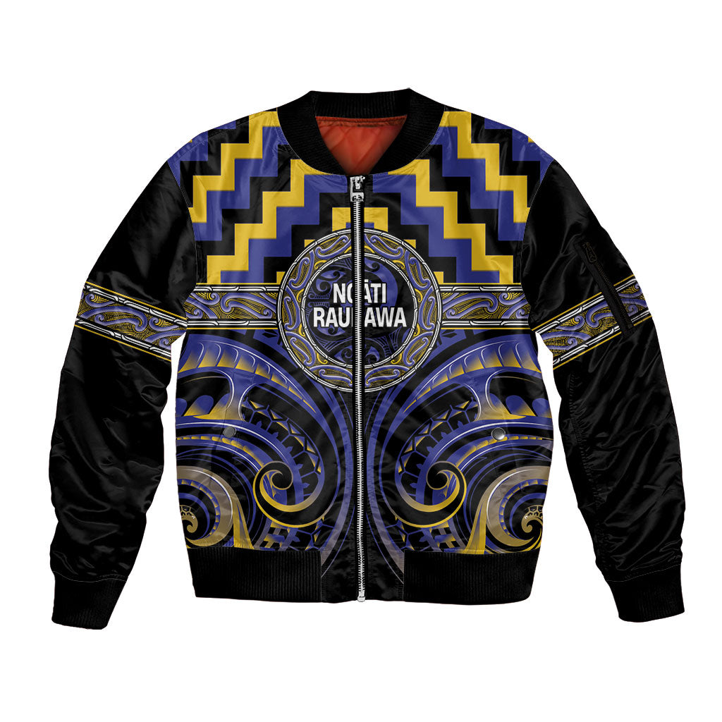 Aotearoa Ngati Raukawa Personalised Sleeve Zip Bomber Jacket Maori Iwi Poutama Puhoro Tattoo LT14 Unisex Blue - Polynesian Pride