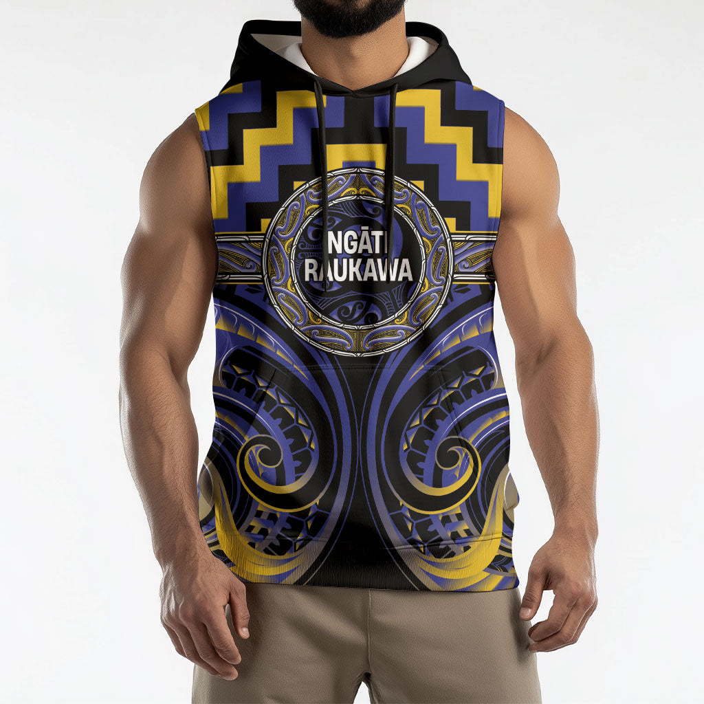 Aotearoa Ngati Raukawa Personalised Sleeveless Hoodie Maori Iwi Poutama Puhoro Tattoo LT14 - Polynesian Pride