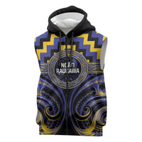 Aotearoa Ngati Raukawa Personalised Sleeveless Zip Hoodie Maori Iwi Poutama Puhoro Tattoo LT14 Blue - Polynesian Pride