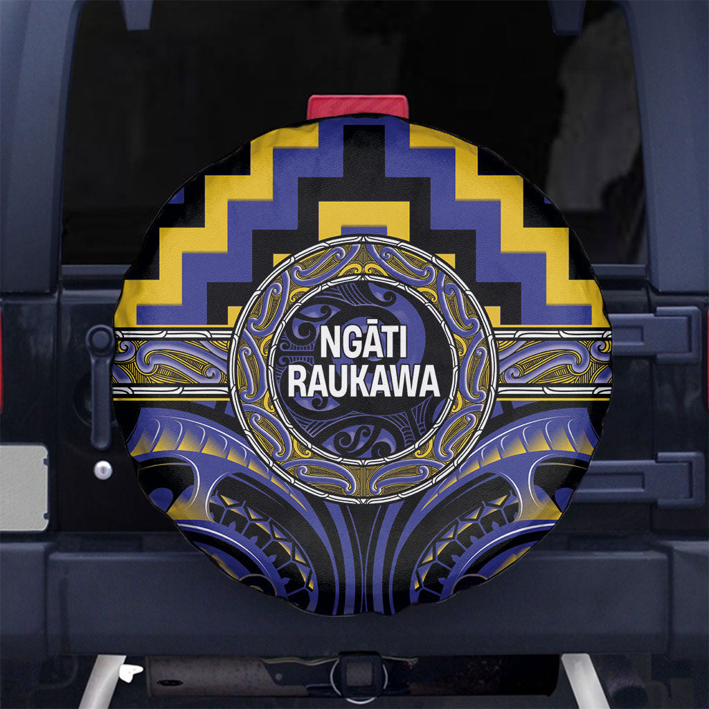 Aotearoa Ngati Raukawa Spare Tire Cover Maori Iwi Poutama Puhoro Tattoo LT14 No hole Blue - Polynesian Pride