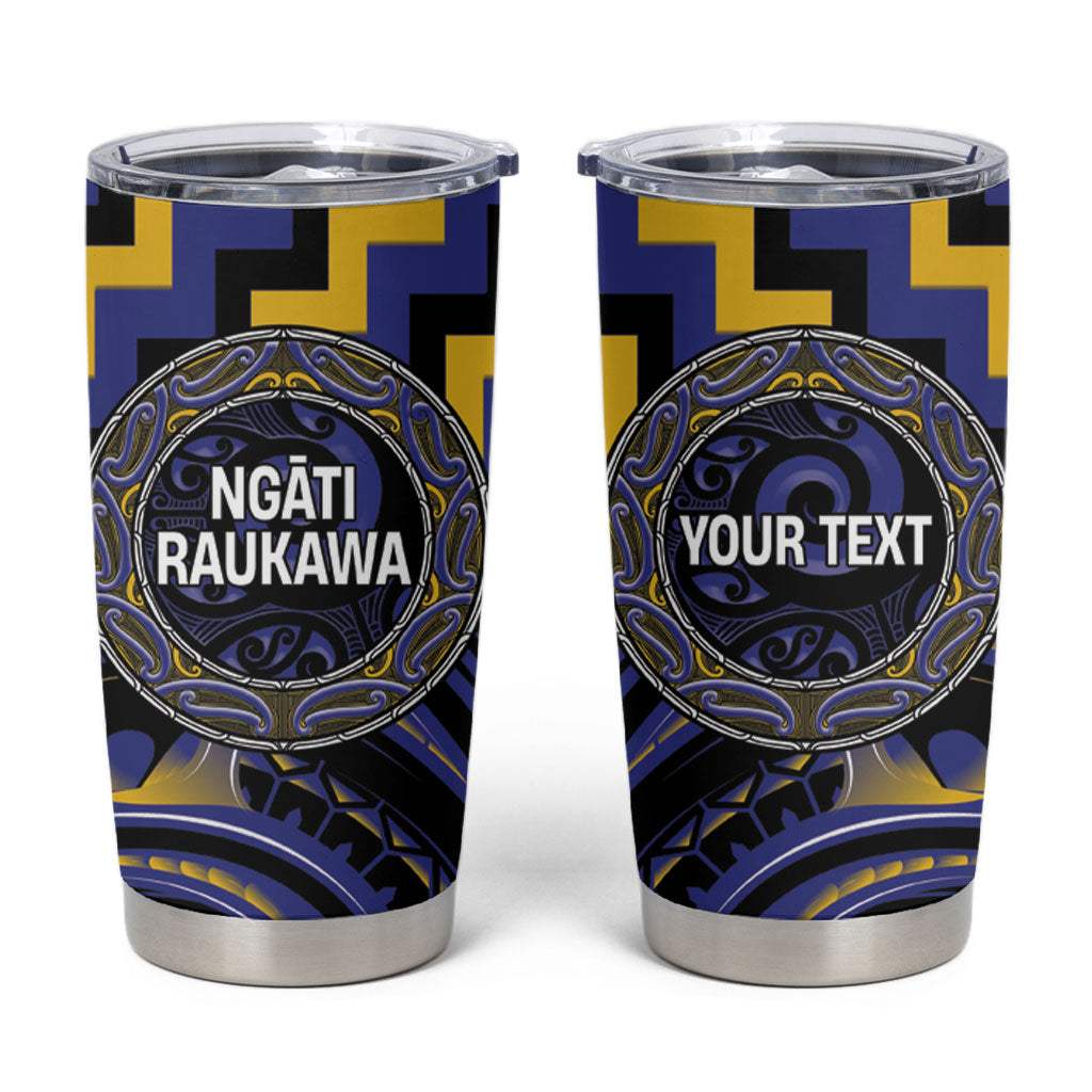Aotearoa Ngati Raukawa Personalised Tumbler Cup Maori Iwi Poutama Puhoro Tattoo LT14 Blue - Polynesian Pride