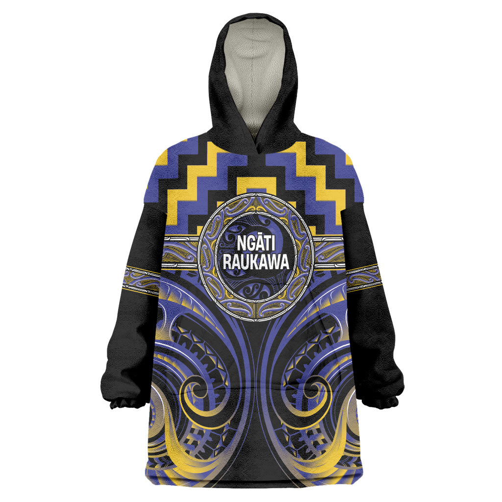 Aotearoa Ngati Raukawa Personalised Wearable Blanket Hoodie Maori Iwi Poutama Puhoro Tattoo LT14 One Size Blue - Polynesian Pride