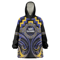 Aotearoa Ngati Raukawa Personalised Wearable Blanket Hoodie Maori Iwi Poutama Puhoro Tattoo LT14 One Size Blue - Polynesian Pride