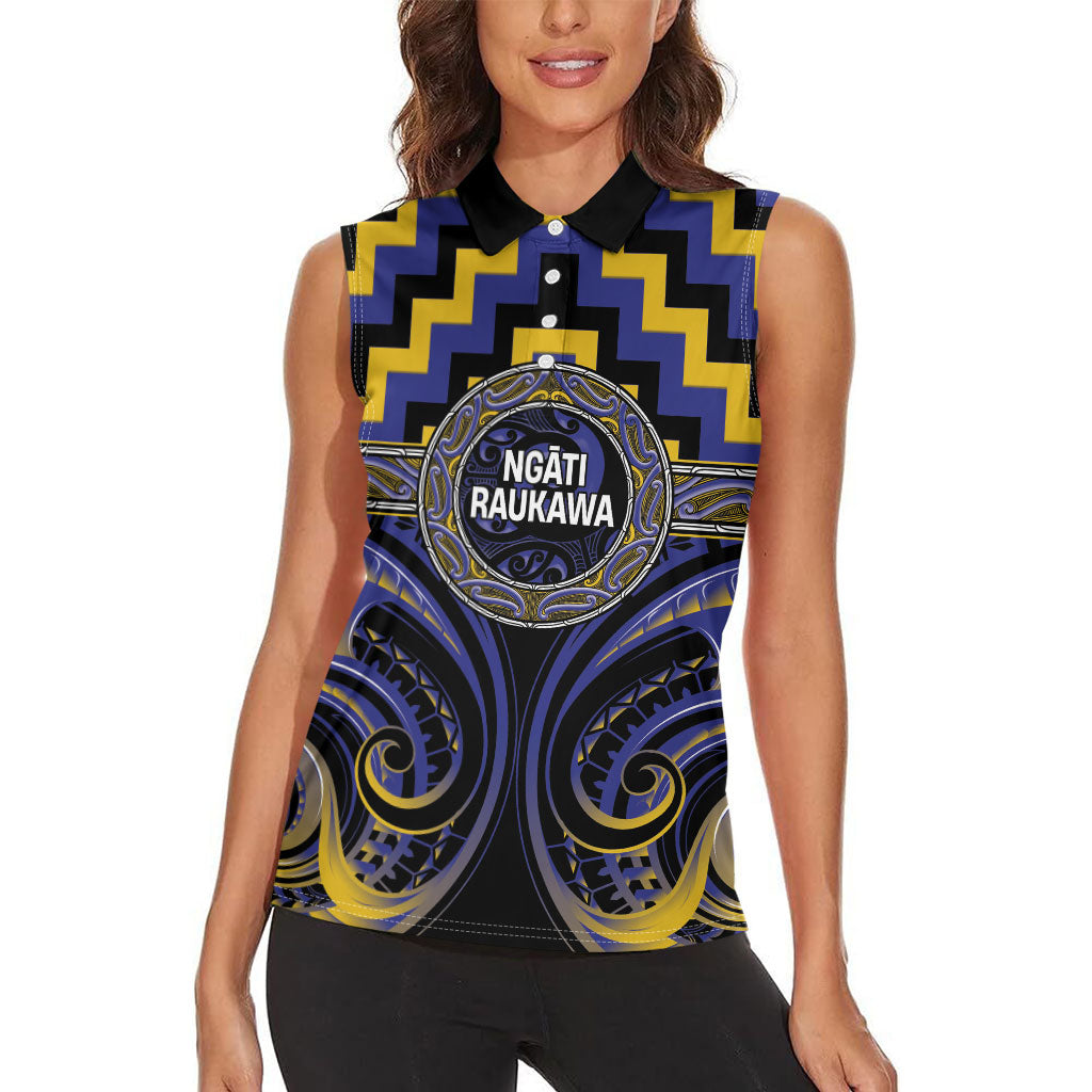 Aotearoa Ngati Raukawa Personalised Women Sleeveless Polo Shirt Maori Iwi Poutama Puhoro Tattoo LT14 - Polynesian Pride