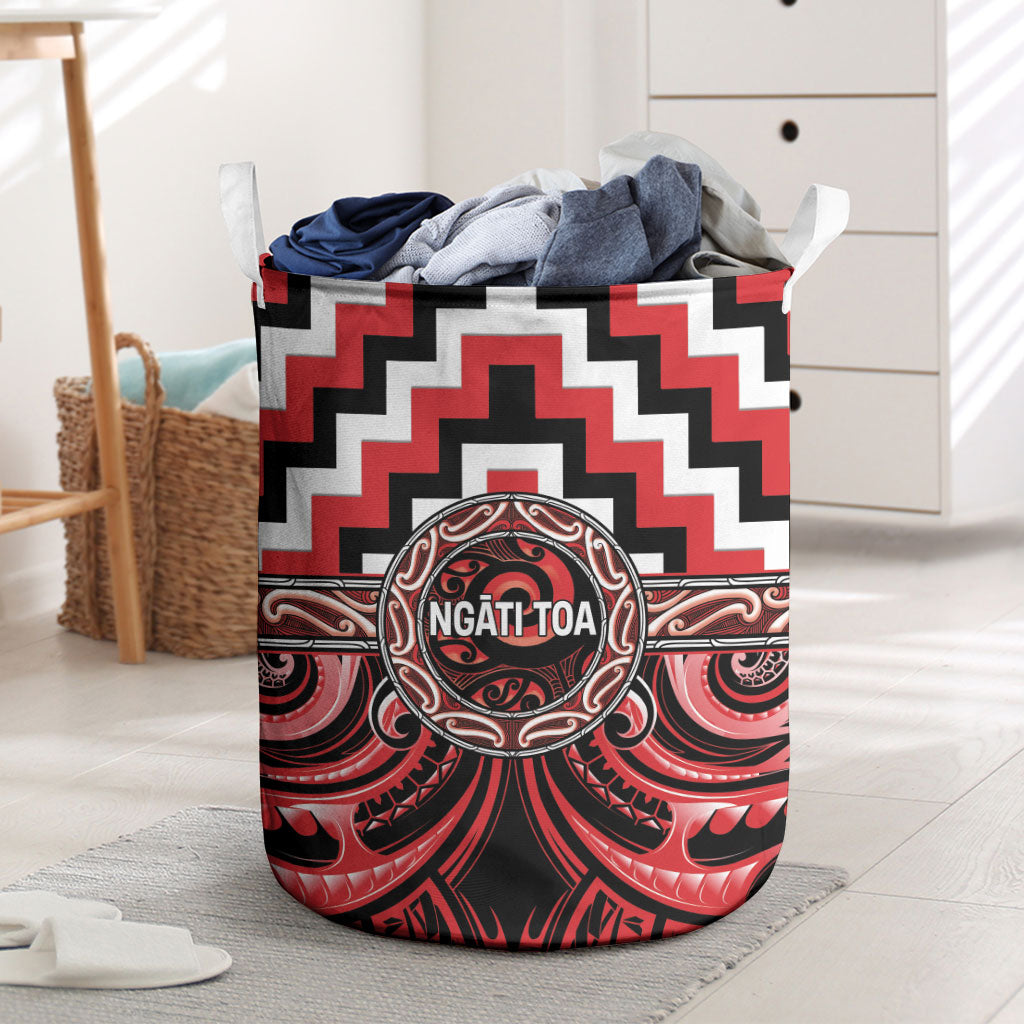 Aotearoa Ngati Toa Laundry Basket Maori Iwi Poutama Puhoro Tattoo LT14 Red - Polynesian Pride