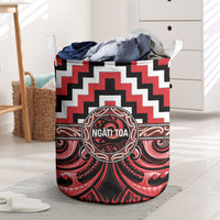 Aotearoa Ngati Toa Laundry Basket Maori Iwi Poutama Puhoro Tattoo LT14 Red - Polynesian Pride