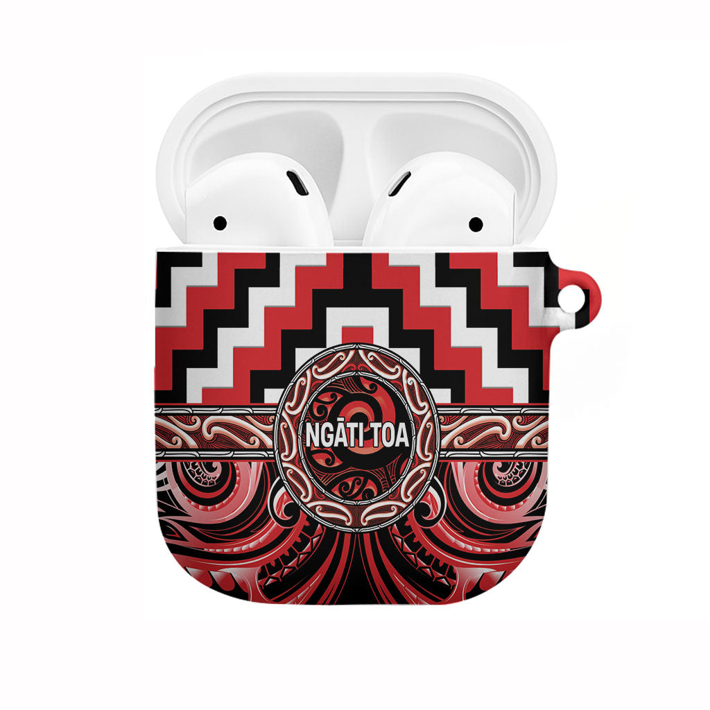 Aotearoa Ngati Toa AirPods Case Maori Iwi Poutama Puhoro Tattoo LT14 Red - Polynesian Pride