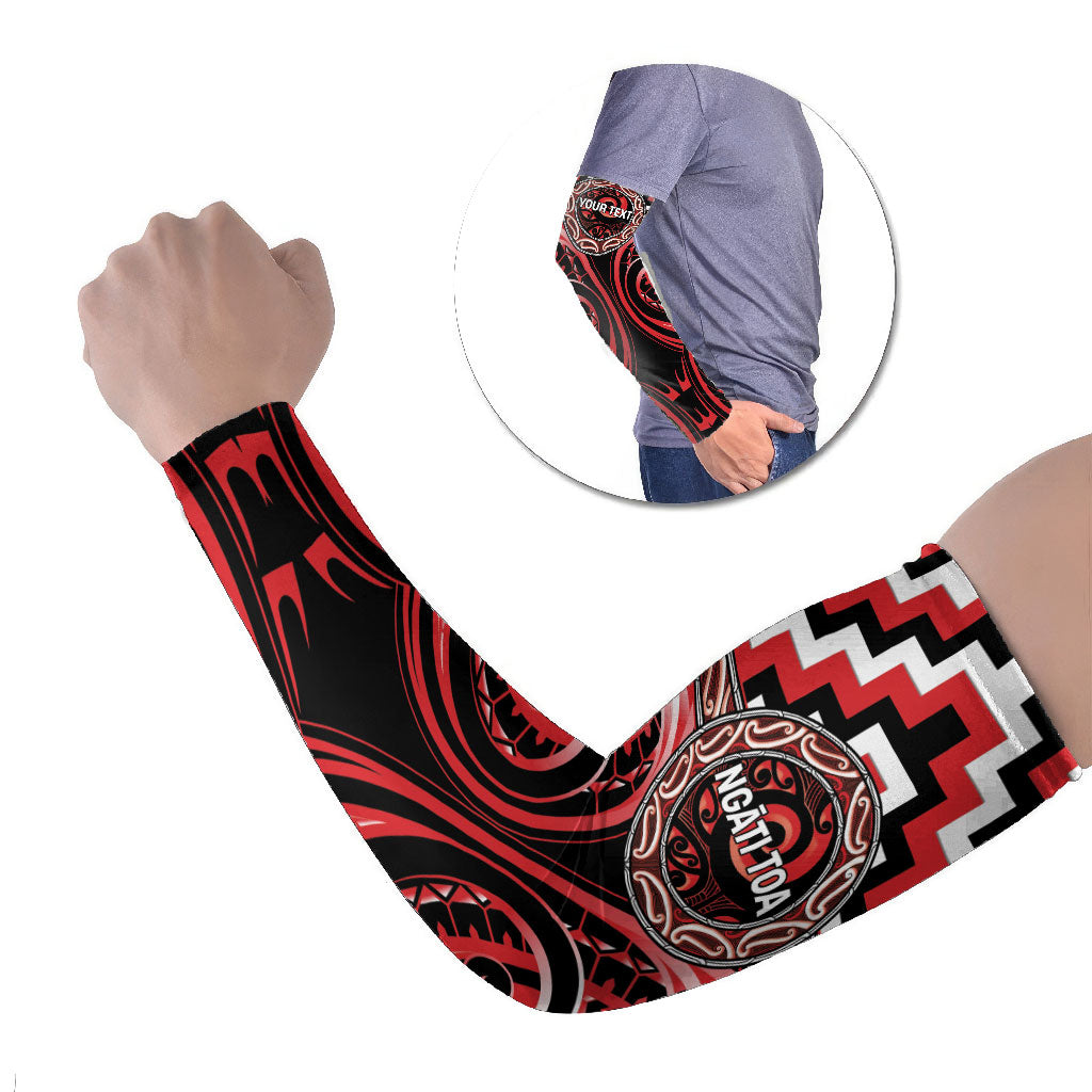Aotearoa Ngati Toa Personalised Arm Sleeves Maori Iwi Poutama Puhoro Tattoo LT14 Set of 2 Red - Polynesian Pride