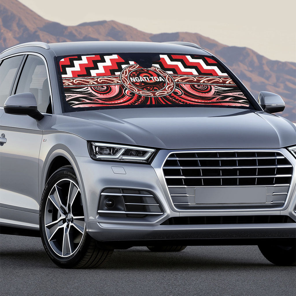 Aotearoa Ngati Toa Auto Sun Shade Maori Iwi Poutama Puhoro Tattoo LT14 - Polynesian Pride