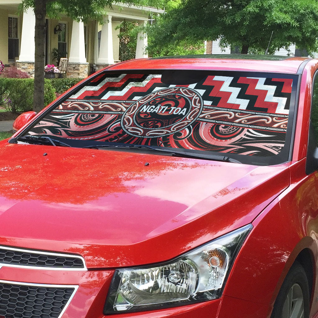 Aotearoa Ngati Toa Auto Sun Shade Maori Iwi Poutama Puhoro Tattoo LT14 - Polynesian Pride